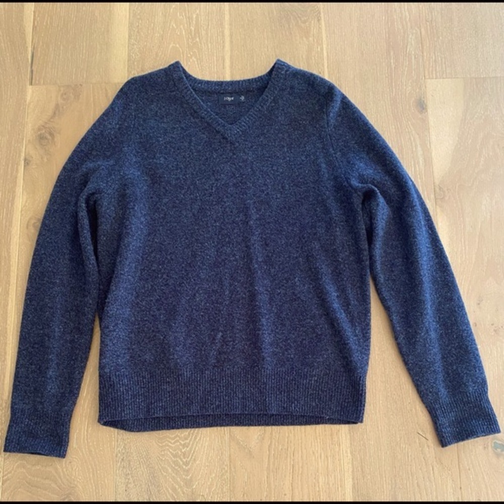 Mens Naby Blue J Crew Lambs Wool Sweater - Medium